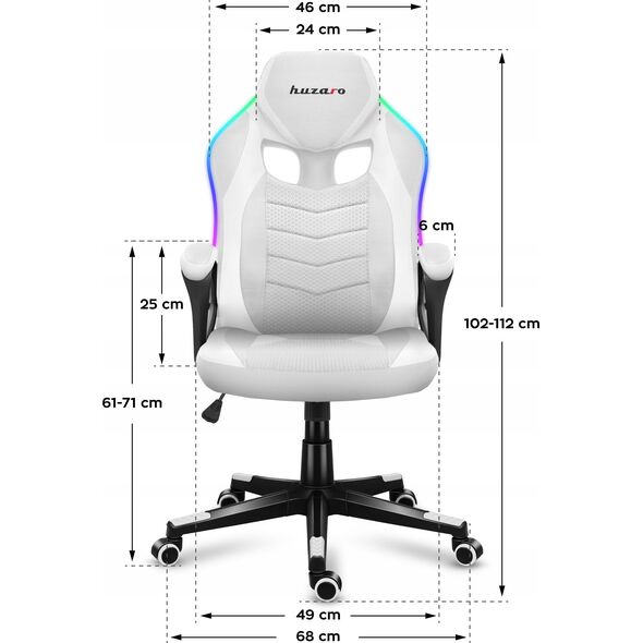 Fotel Gamingowy Komputerowy Gracza Obrotowy Huzaro Force 2.5 White Rgb Mesh