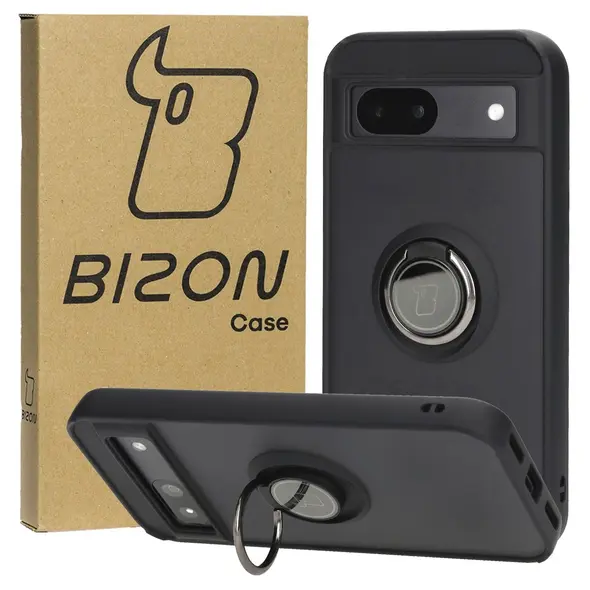 Bizon Case Hybrid Ring Google Pixel 8a smoky with a black frame