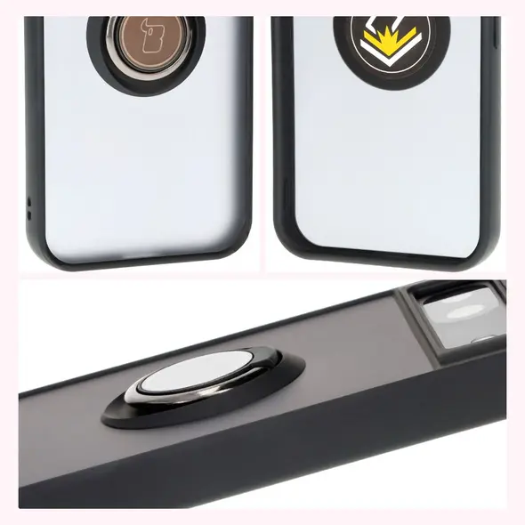 Bizon Case Hybrid Ring Google Pixel 8a smoky with a black frame