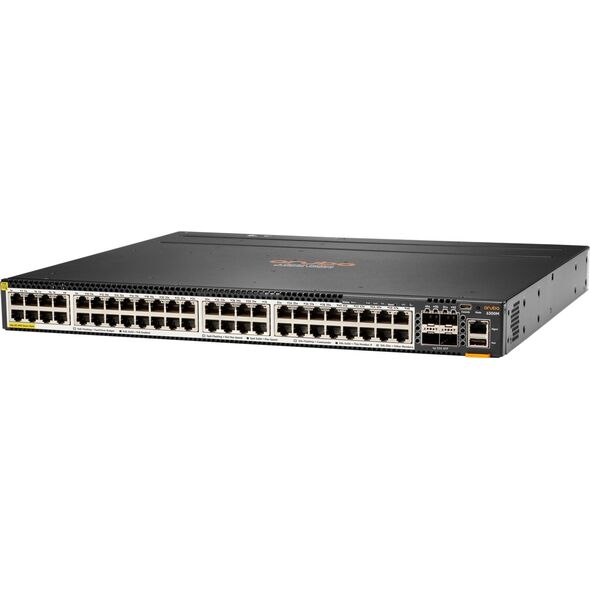 Διακόπτης HP HPE Aruba 6300M - Διακόπτης - L3 - διαχειριζόμενος - 48 x 100/1000/2.5G/5G (PoE+) + 4 x 1 Gigabit / 10 Gigabit / 25 Gigabit / 50 Gigabit SFP56 (Uplink / Stacking) - Μπροστά και Πλευρά προς Πίσω - τοποθετήσιμο σε Rack - PoE+ (2880 W)