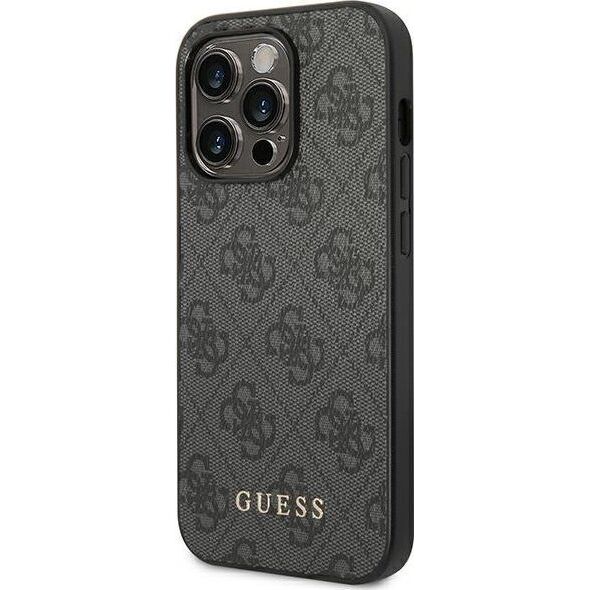Guess Guess Etui Iphone 14 Pro Szary Metal Gold Logo
