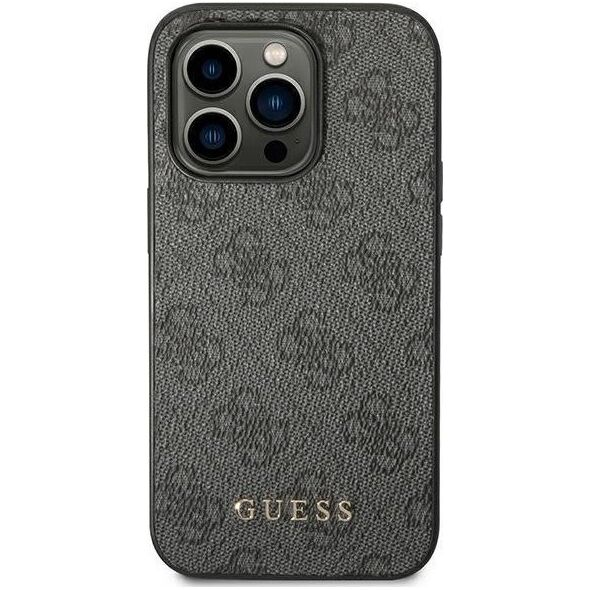 Guess Guess Etui Iphone 14 Pro Szary Metal Gold Logo