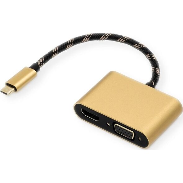 Προσαρμογέας AV Roline ROLINE GOLD Display Adapter USB τύπου C - VGA + HDMI