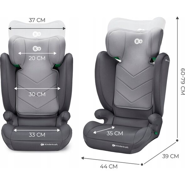 KINDERKRAFT Fotelik samochodowy I-SPARK i-size 100-150cm grey
