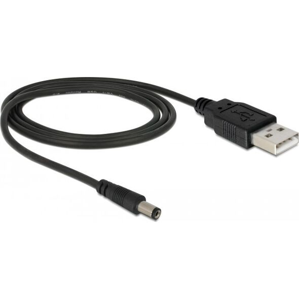 Kabel USB Delock USB-A - DC 5.5 x 2.1 mm 1 m Czarny (82197)