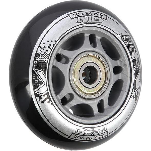 Nils Extreme PU 70x24 82A CZARNE N (4 szt.) + ABEC-9 (8 szt.) ZESTAW NILS EXTREME