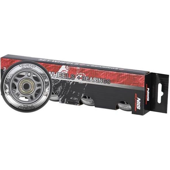 Nils Extreme PU 70x24 82A CZARNE N (4 szt.) + ABEC-9 (8 szt.) ZESTAW NILS EXTREME