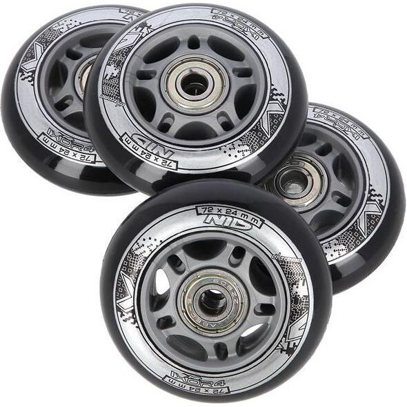 Nils Extreme PU 72x24 82A CZARNE N (4 szt.) + ABEC-9 (8 szt.) ZESTAW NILS EXTREME