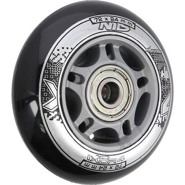 Nils Extreme PU 72x24 82A CZARNE N (4 szt.) + ABEC-9 (8 szt.) ZESTAW NILS EXTREME