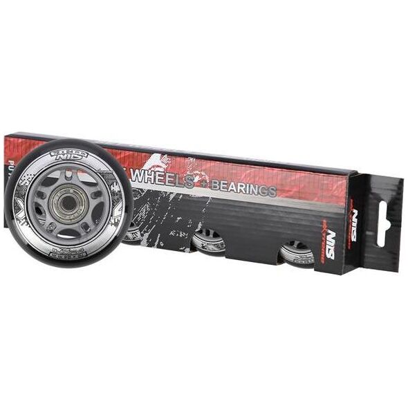 Nils Extreme PU 72x24 82A CZARNE N (4 szt.) + ABEC-9 (8 szt.) ZESTAW NILS EXTREME
