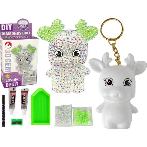 LeanToys Zestaw DIY Diamentowy Renifer DIY Kryształki Brelok 3D Biały