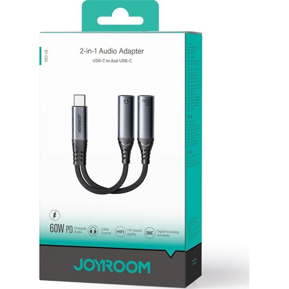 Adapter AV Joyroom Adapter DAC 2w1 Joyroom SY-C03 USB-C do 2x USB-C - czarny