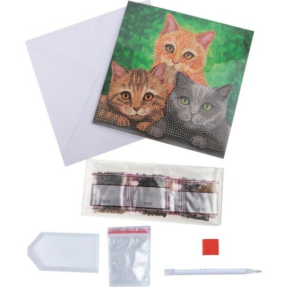 Cats, 18x18cm Crystal Art Card