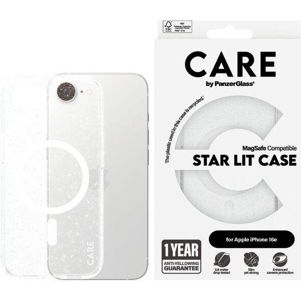 Etui CARE by PanzerGlass Flagship Urban   Combat StarLight White MagSafe do iPhone 16e przezroczysty