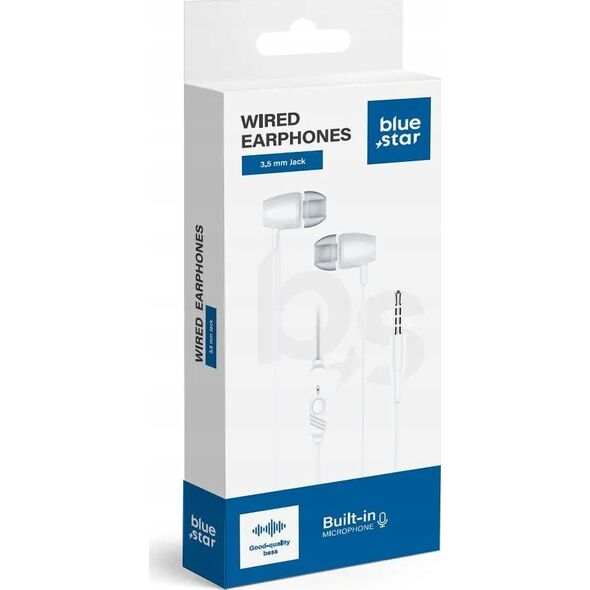 BLUE STAR słuchawki przewodowe Jack 3,5 mm z mikrofonem PA-E67 1,2 m białe