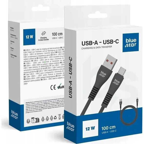 BLUE STAR kabel USB A do Typ C 2A 12W DC99C 1 m czarny