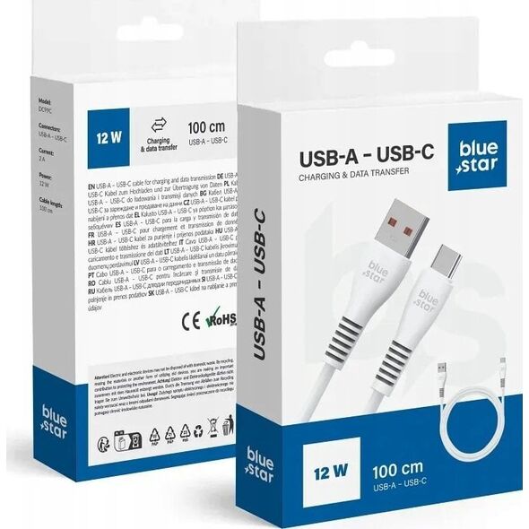 BLUE STAR kabel USB A do Typ C 2A 12W DC99C 1 m biały