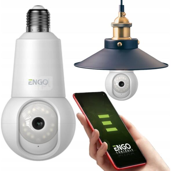 ECAM-E27 - Smart kamera wewnętrzna, Wi-Fi, obrotowa, gwint E27, 4Mpx2-kierunkowy dźwięk (mikrofon i głośnik), śledzenie ruchu, micro SD