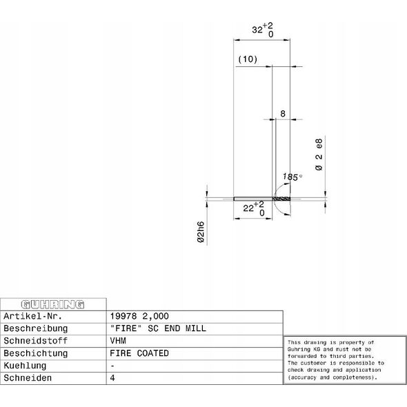 Carbide milling cutter GUHRING HA 7.0 mm