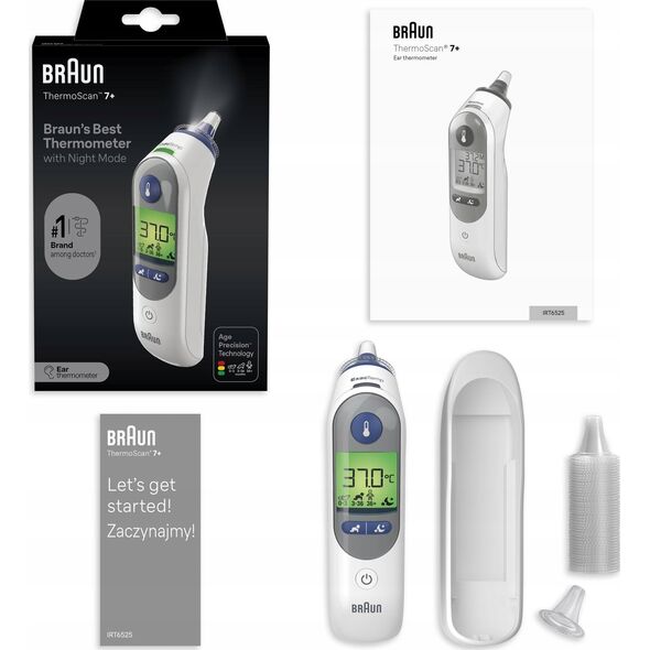 Braun IRT6525 termometr elektroniczny Termometr kontaktowy Biały Ucho Przyciski