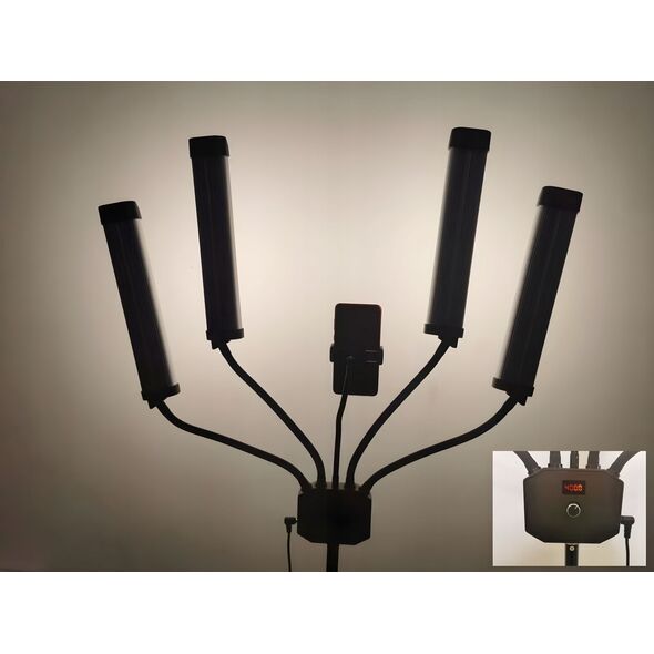 4 Poczwórna Giętka Elastyczna Lampa Led Kosmetyczna Foto Video 65w / M65 Czarny