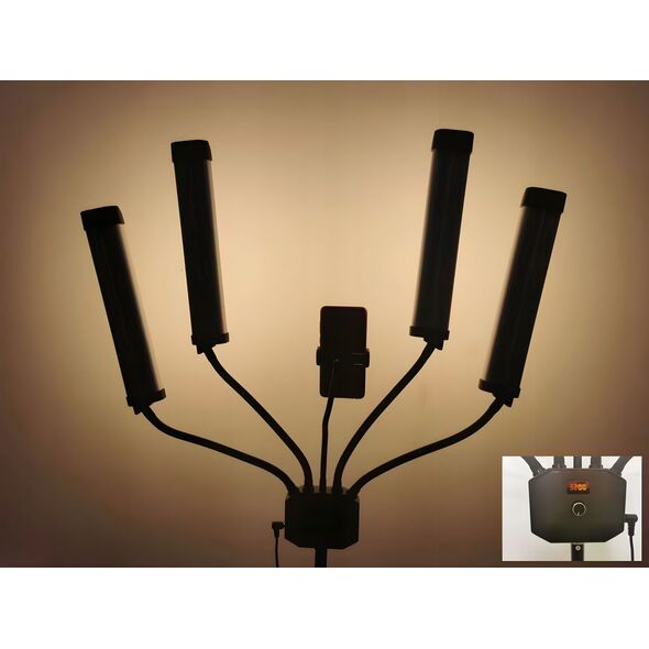 4 Poczwórna Giętka Elastyczna Lampa Led Kosmetyczna Foto Video 65w / M65 Czarny