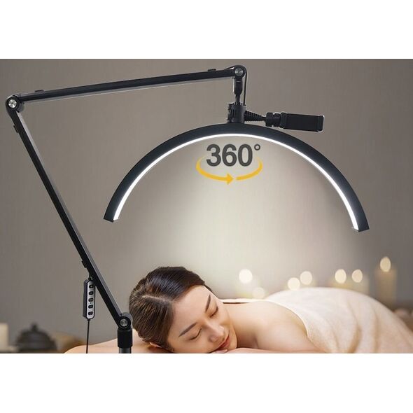 Lampa Led Kosmetyczna Bezcieniowa Do Makijażu Paznokci Rzęs + Statyw Jezdny / Gx530r / Czarny