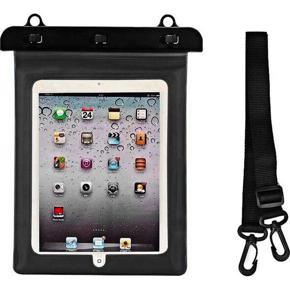 Etui na tablet Hurtel Etui wodoszczelne na tablet PVC z regulowanym paskiem Outdoor - czarne Etui wodoszczelne na tablet PVC z regulowanym paskiem Outdoor - czarne
