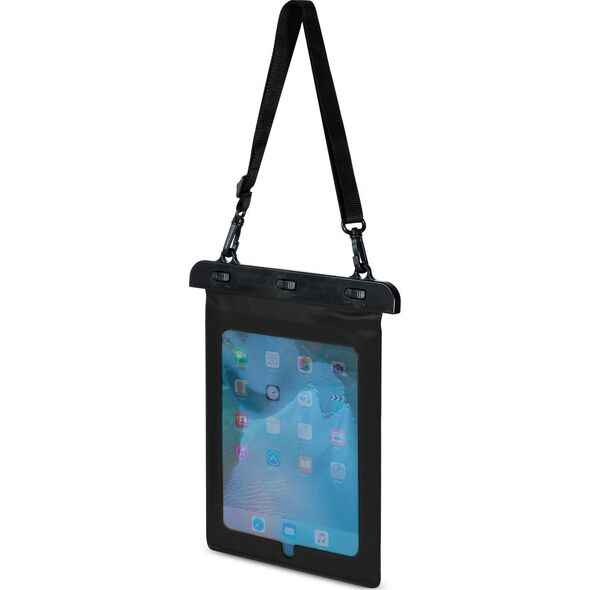 Etui na tablet Hurtel Etui wodoszczelne na tablet PVC z regulowanym paskiem Outdoor - czarne Etui wodoszczelne na tablet PVC z regulowanym paskiem Outdoor - czarne