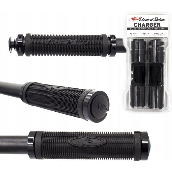 Λαβές τιμονιού Lizard Skins LIZARDSKINS CHARGER LOCK-ON μαύροι σφιγκτήρες 130mm μαύρο - LZS-LOCDS100