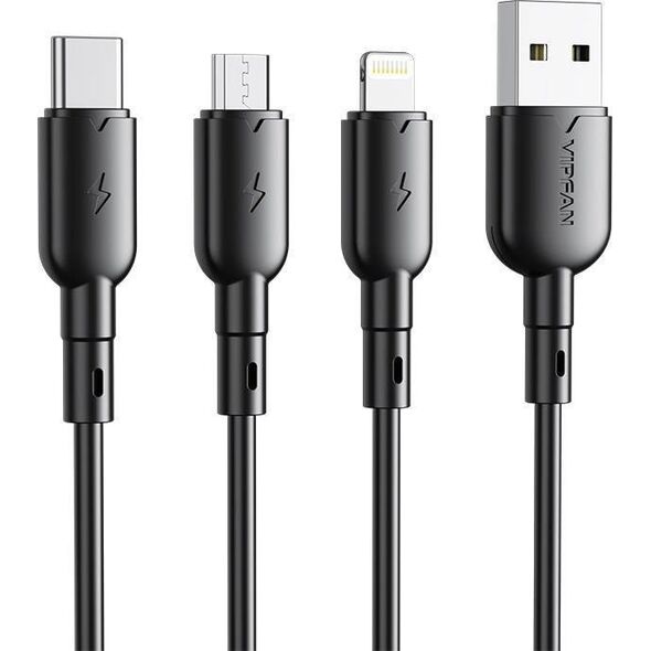 Kabel USB Vipfan USB-A - microUSB 1 m Czarny (X11MK-black)