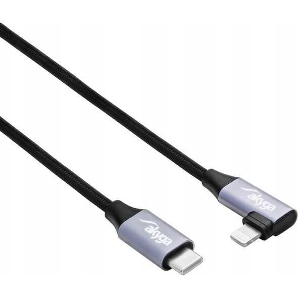 Kabel USB Akyga Kabel kątowy USB type C / Ligtning 30cm AK-USB-55 30W oplot