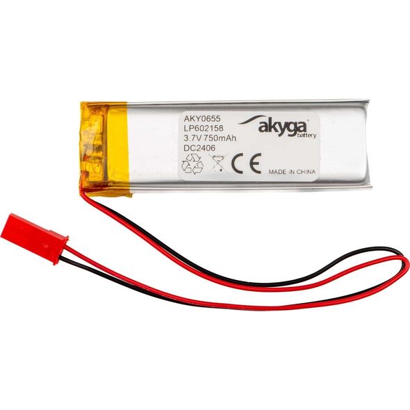Akumulator Li-Po LP602158 Akyga AKY0655 3.7V / 750mAh PCM złącze JST 2-Pin 150mm