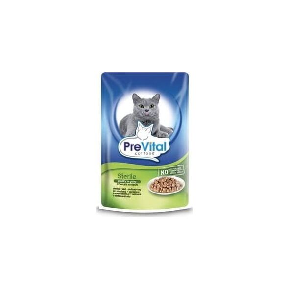 PreVital Pełnoporcjowa karma dla kotów Prevital Sterile z drobiem w sosie 100g
