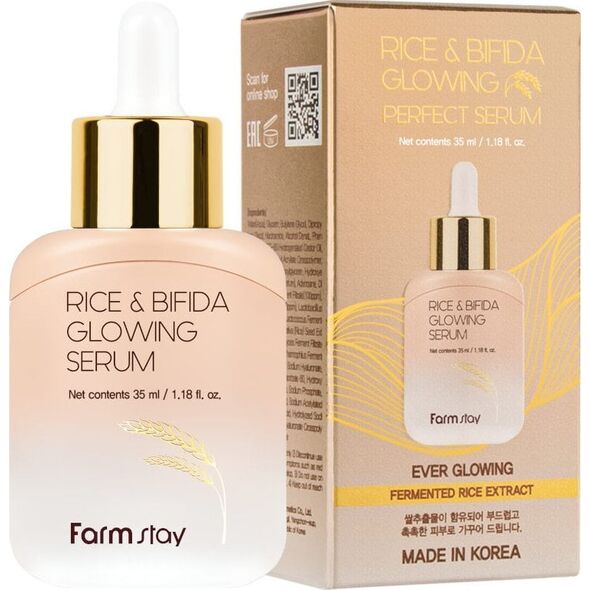 Farmstay Rice & Bifida Rozświetlające serum z fermentami i ryżem 35ml