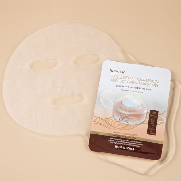 FARMSTAY_Rice &amp| Bifida Complexion Cream Mask mleczne maski w płachcie z fermentami i Ryżem 10x23ml