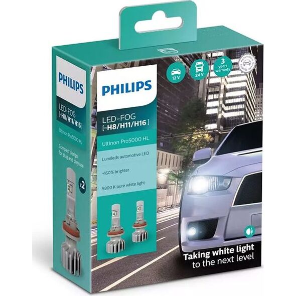 Philips Żarówki LED PHILIPS Ultinon Pro5000 +160% HL H8 / H11 / H16 12/24V (5800K)
