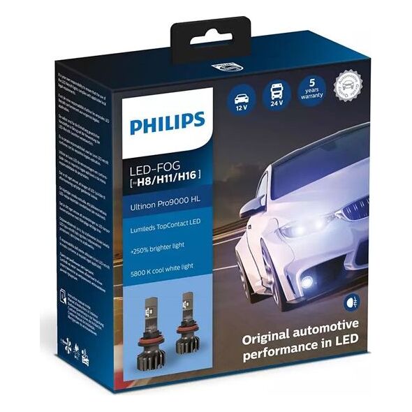 Philips Żarówki LED PHILIPS Ultinon Pro9000 +250% FOG H8 / H11 / H16 12V (5800K)