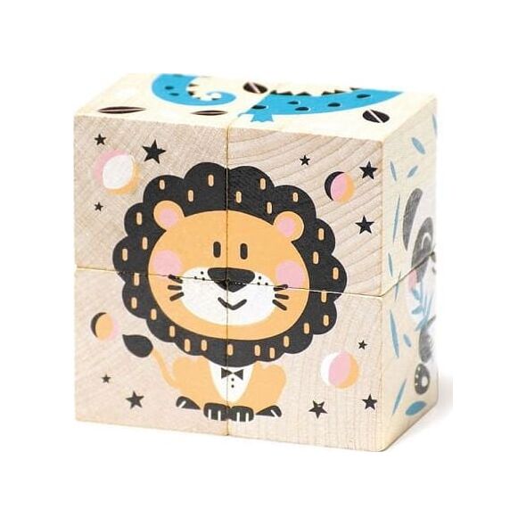 Cubika Klocki drewniane puzzle zwierzęta 18m+ Cubika
