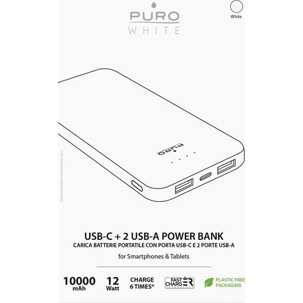 Powerbank Puro Fast Charger 10000mAh Biały