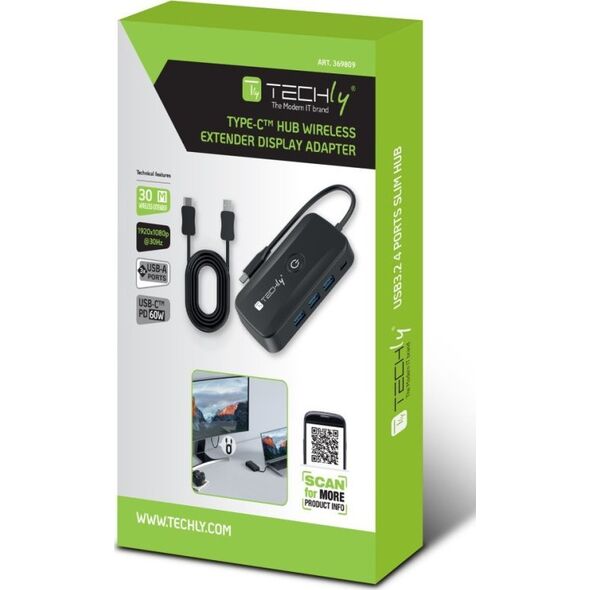 Bezprzewodowy transmiter obrazu USB-C do HDMI 1080p do 30m