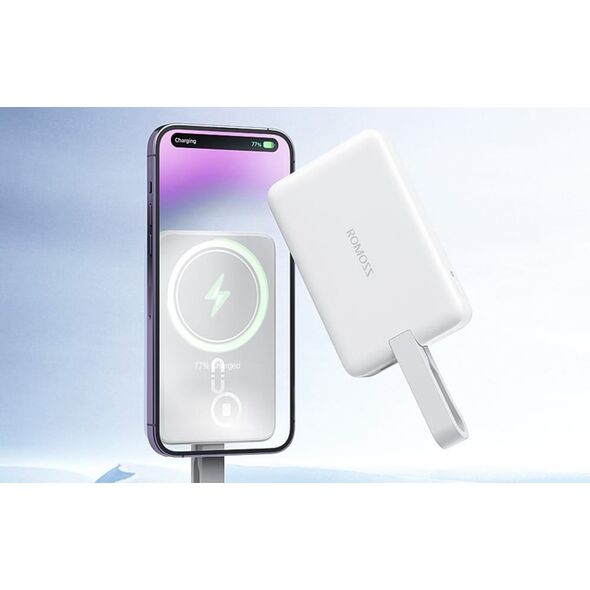 Powerbank Romoss WMS10 10000mAh 20W, biały  Ładowanie magnetyczne i szybkie ładowanie