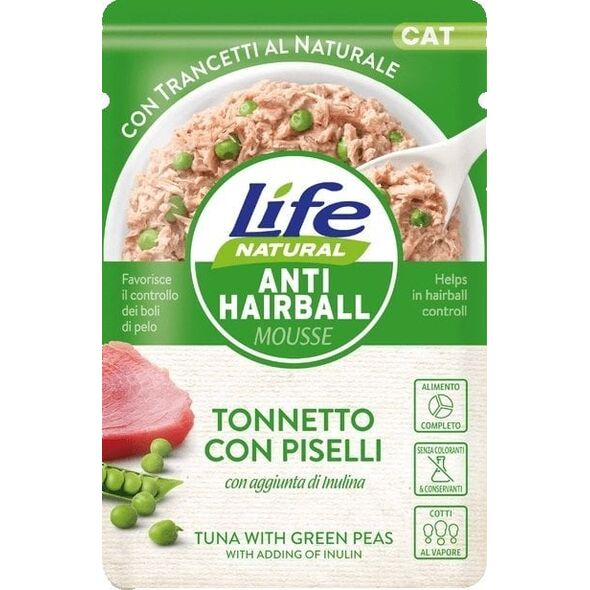LIFE CAT sasz.70g ANTY-HAIRBALL TUNA +    GREEN PEAS /30