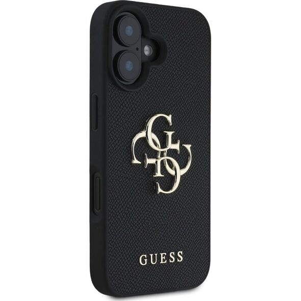 Guess Grained Big 4G Logo Small Classic Logo case for iPhone 16 black