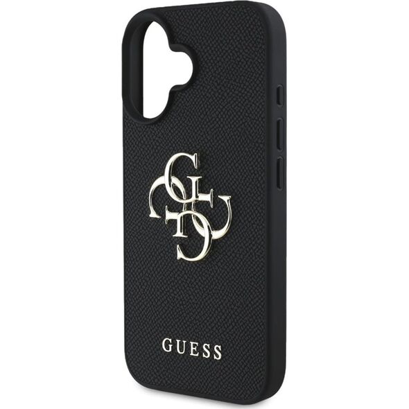Guess Grained Big 4G Logo Small Classic Logo case for iPhone 16 black