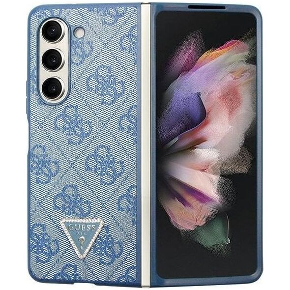 Guess GUHCZFD5P4TDPB F946 Z Fold5 niebieski/blue hardcase Leather 4G Triangle Strass