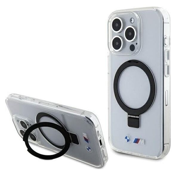 BMW BMHMP15LURST iPhone 15 Pro 6.1" przeźroczysty/clear hardcase Ring Stand M Collection MagSafe
