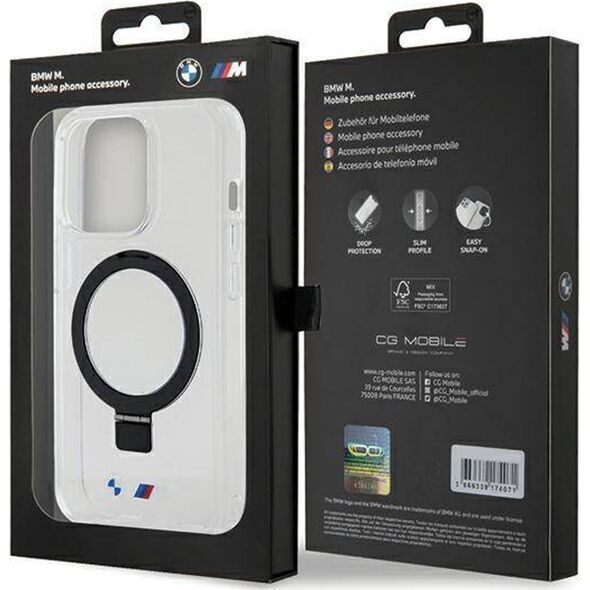 BMW BMHMP15LURST iPhone 15 Pro 6.1" przeźroczysty/clear hardcase Ring Stand M Collection MagSafe