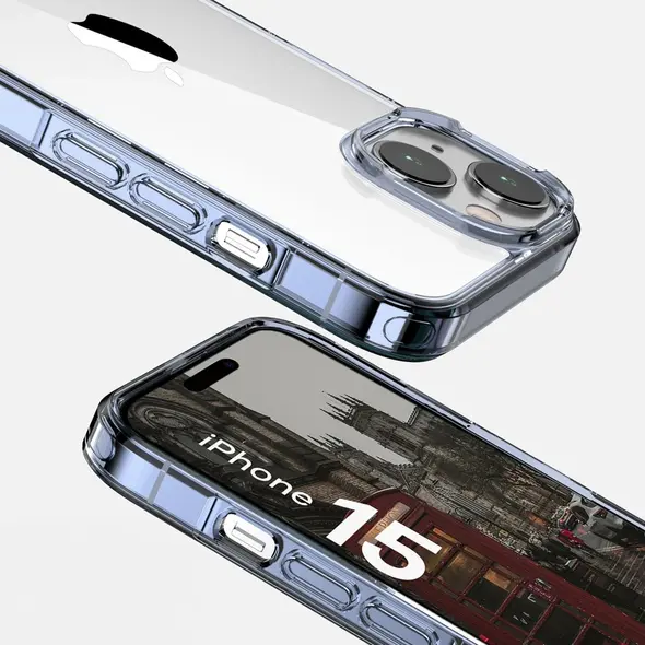Bizon Case Halo for Apple iPhone 15 transparent-blue