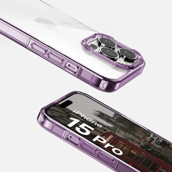 Bizon Case Halo for Apple iPhone 15 Pro transparent-purple